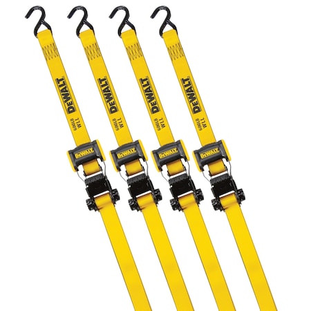 Dewalt 12' x 1.25 in Ratchet Straps, 1800 lb, 4PK DXBC18004